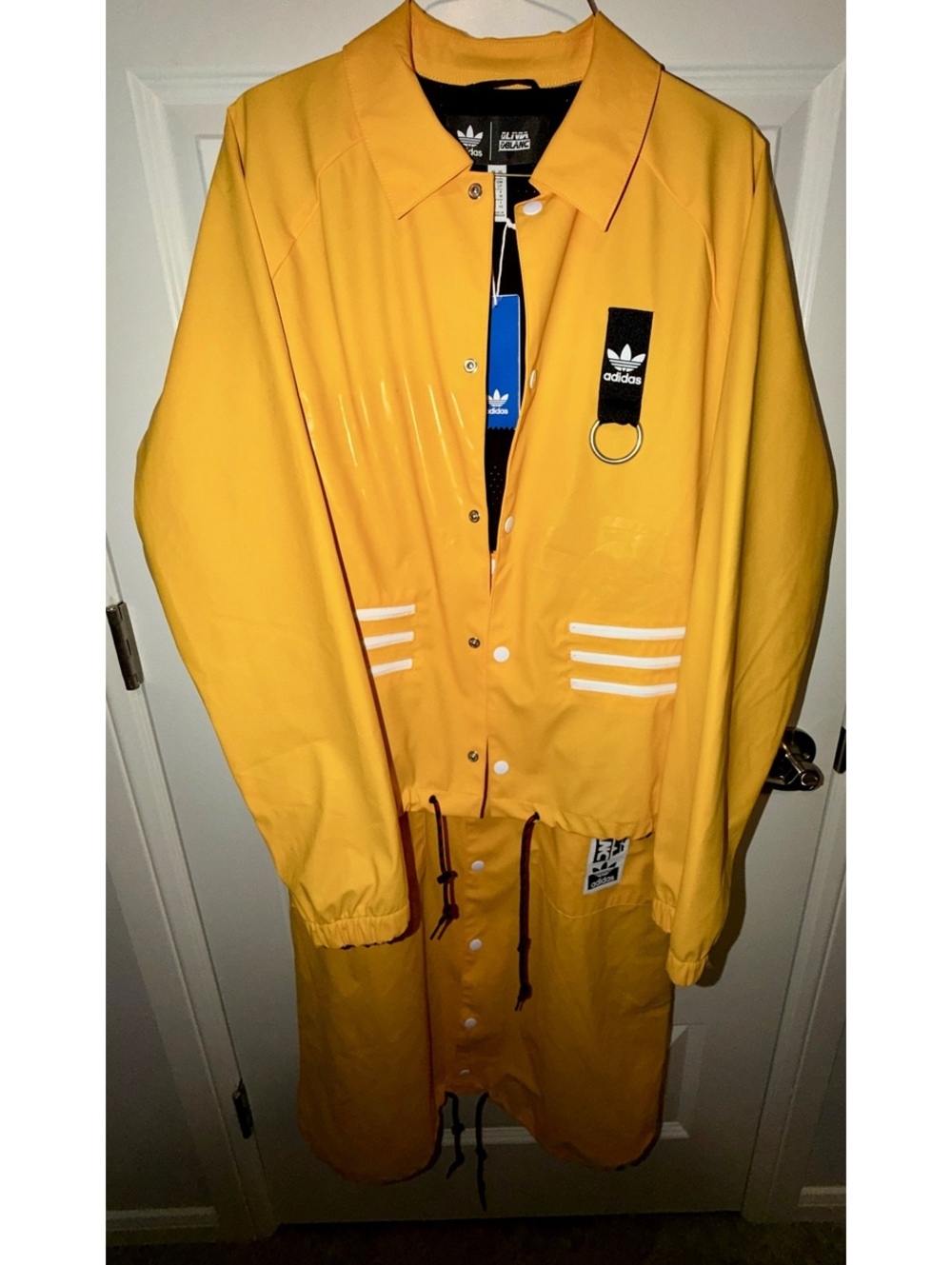Adidas Olivia Blanc Yellow Raincoat Streetwear Jacket